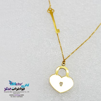 Gold Necklace - Lock and Key Design-SM0399